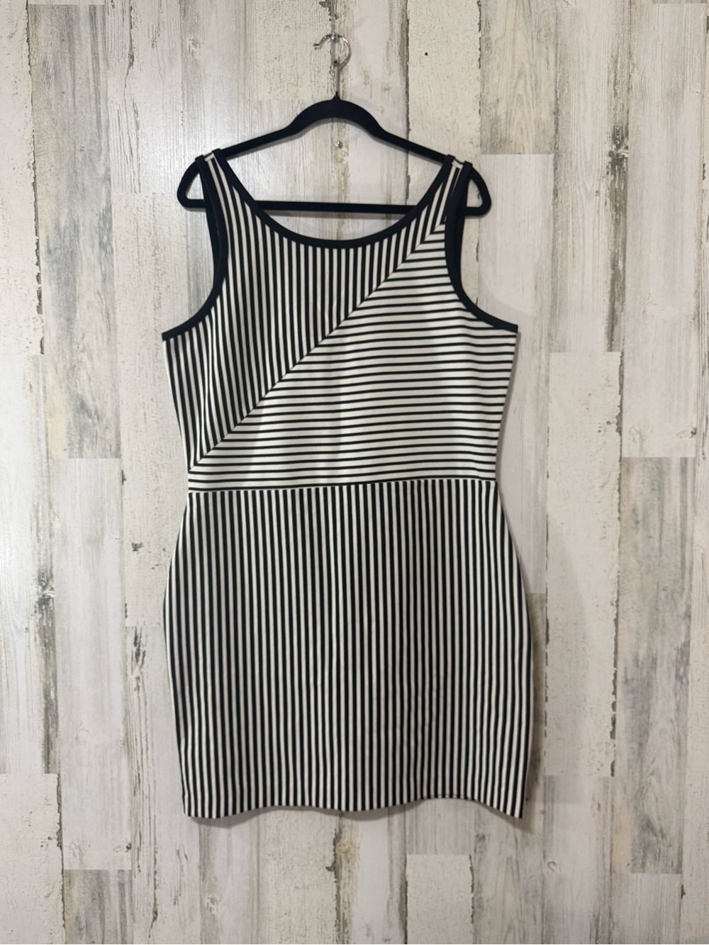 Metaphor Black & White Striped Sleeveless Bodycon Mini Dress